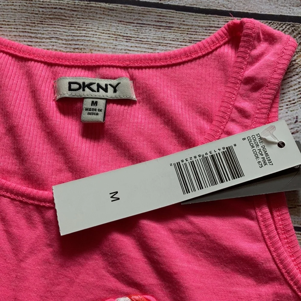 DKNY Braided Heart Tank Top Girls NWT Medium Hot Pink